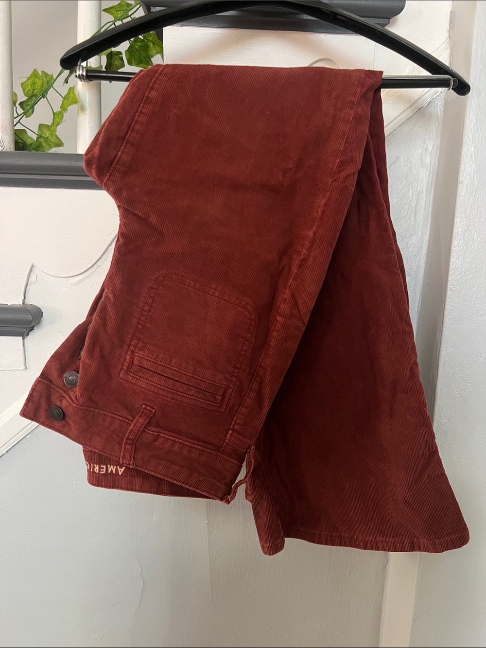American Eagle Outfitters Corduroy Flare Pants in Rust Red (4 SHORT)